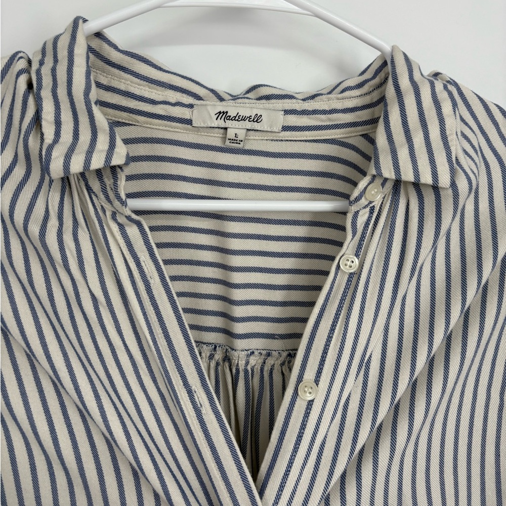 Madewell Central Shirt in Dalton Blue and White Stripe - Picture 5 of 10